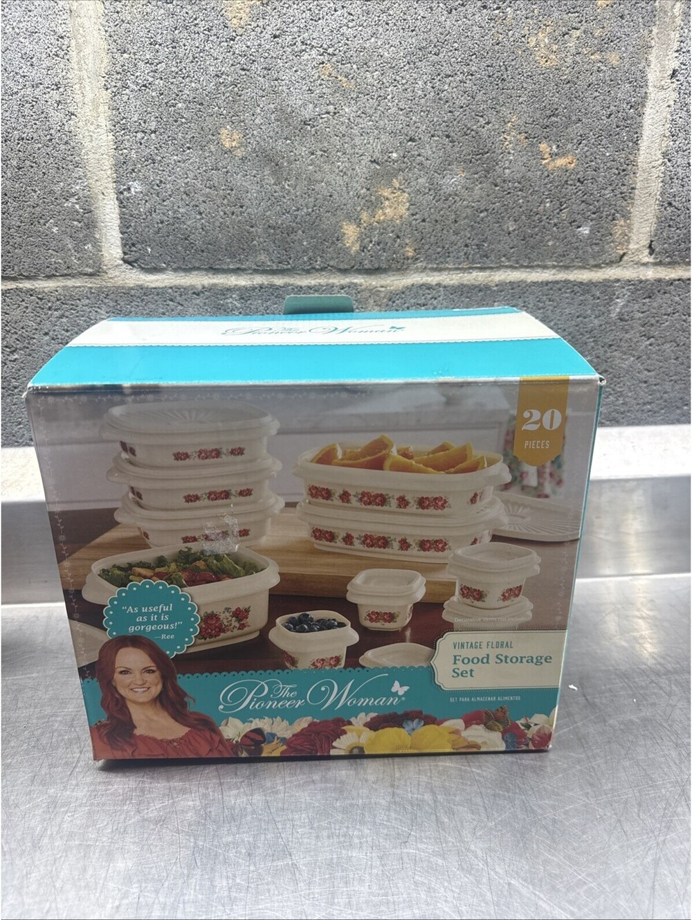 Pioneer Woman 20 pcs White Food Container Storage Set Plastic Floral Kitchen NEW